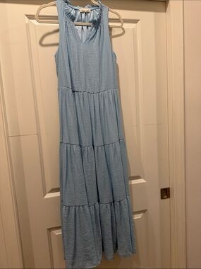 Indigo Soul  Light Blue Tiered Maxi Dress - Sleeveless V-Neck